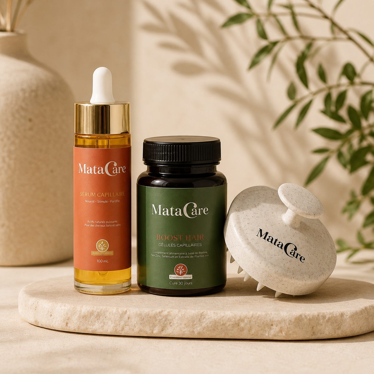 Routine Essentielle – Sérum, Gélules Boost Hair & Brosse Massante